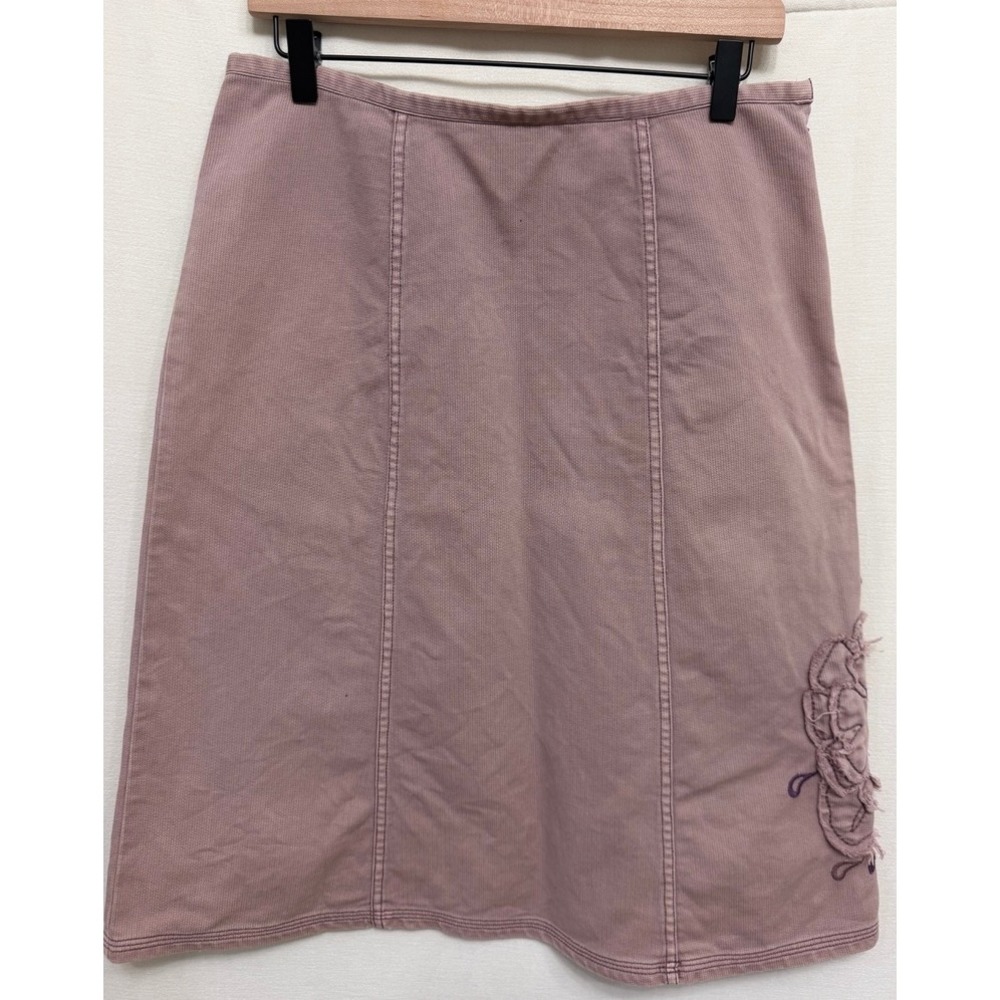 PrAna Lavender Corduroy Embroidered Midi Skirt Small Boho Floral Applique
